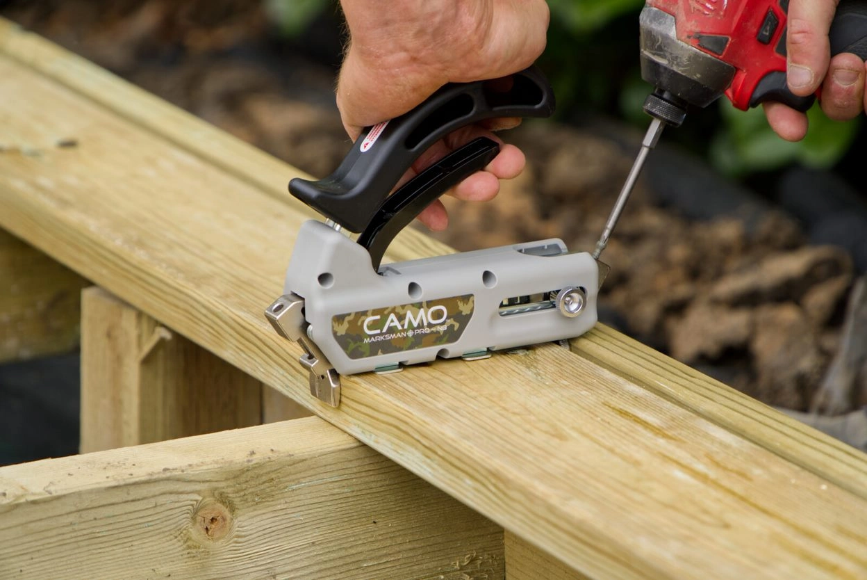 The CAMO deck tool, which is a common Howarth tool used to conceal screws within the deck boards, creating a seamless finish. 