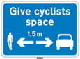 give cyclists space 1.5m road sign