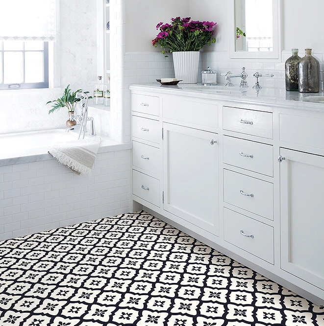 Self-adhesive flooor tiles are a perfect choice for DIY enthusiasts, and are very quick to install. 