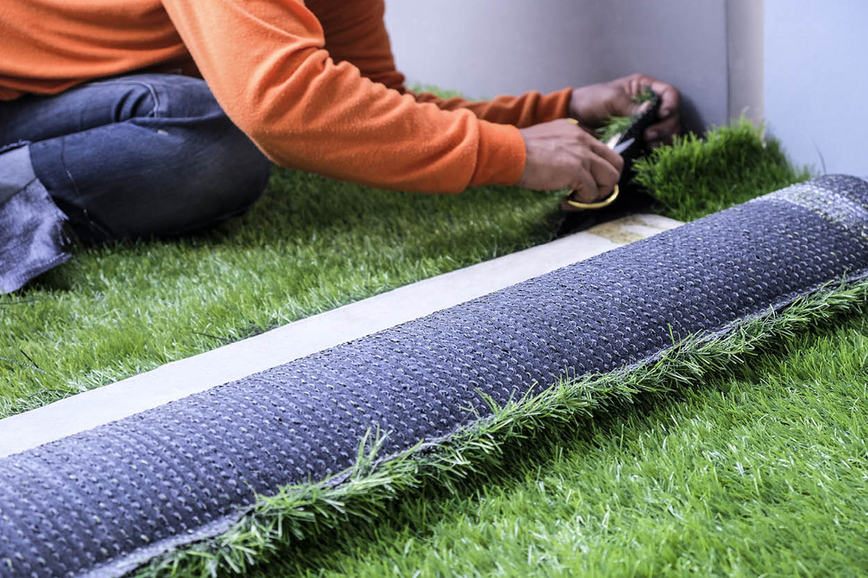 An image showing how to cut artificial grass
