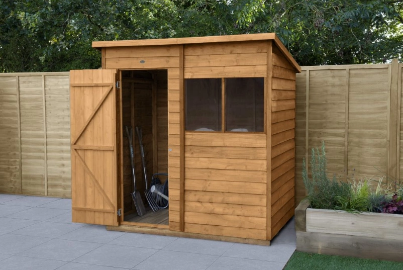 The Overlap Dip Treated 6x4 Pent Shed by Forest Garden. The perfect affordable shed to store all your garden equipment.