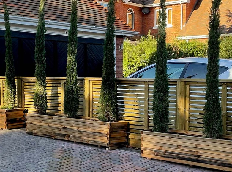 Wooden front garden fence panels are easy to customise, and can also be stained or painted.