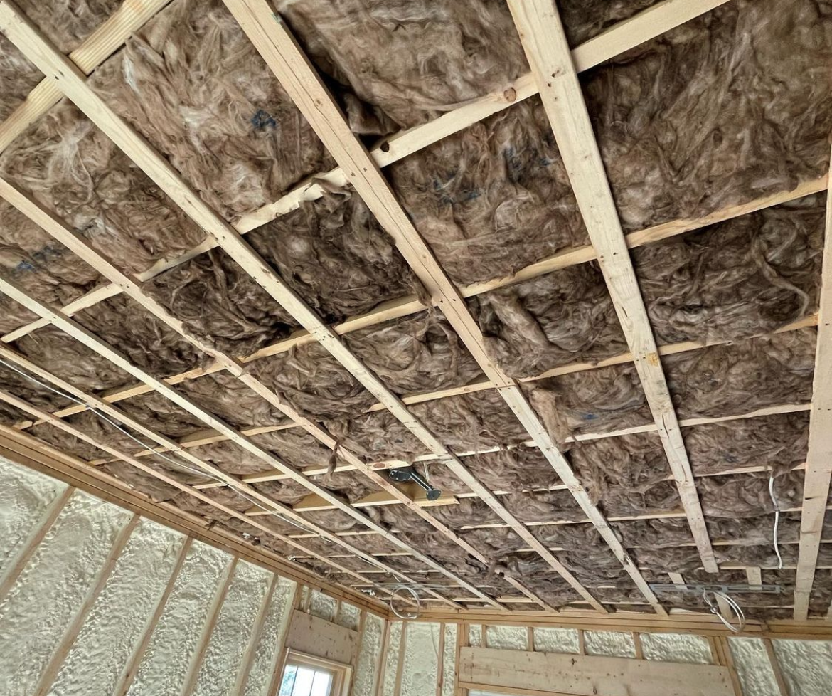 an image of an exposed ceiling with polystyrene insulation